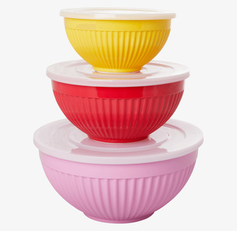 Skålar Melamin 3-Pack - Pink, Red & Yellow från Rice
