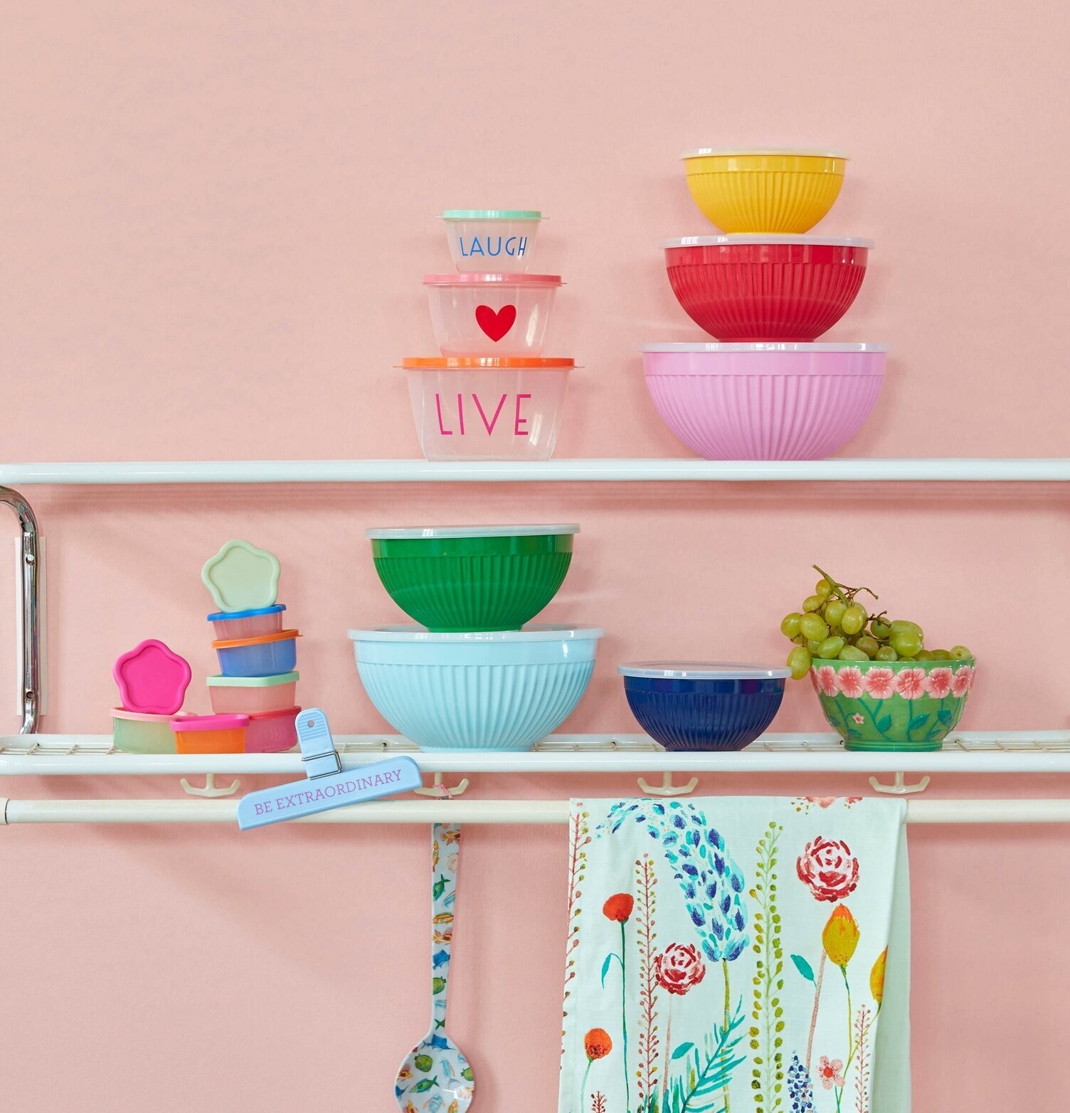 Skålar Melamin 3-Pack - Pink, Red & Yellow från Rice