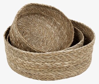 Brödkorg Emil Natur Set/3 från Dixie, tre rustika korgar