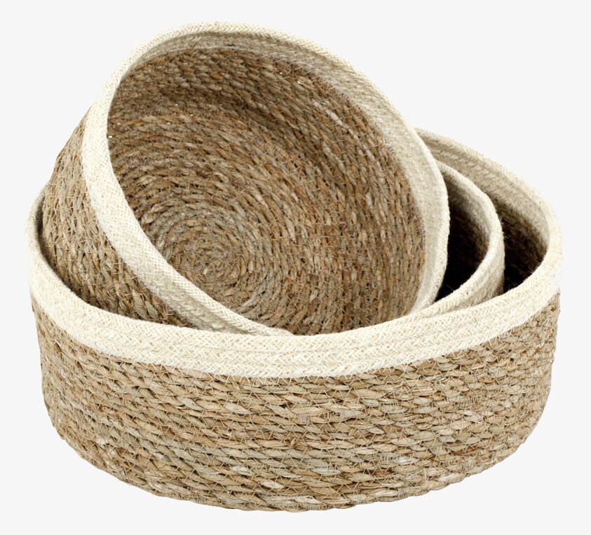 Brödkorg Emil Vit Set/3 från Dixie i tre olika storlekar