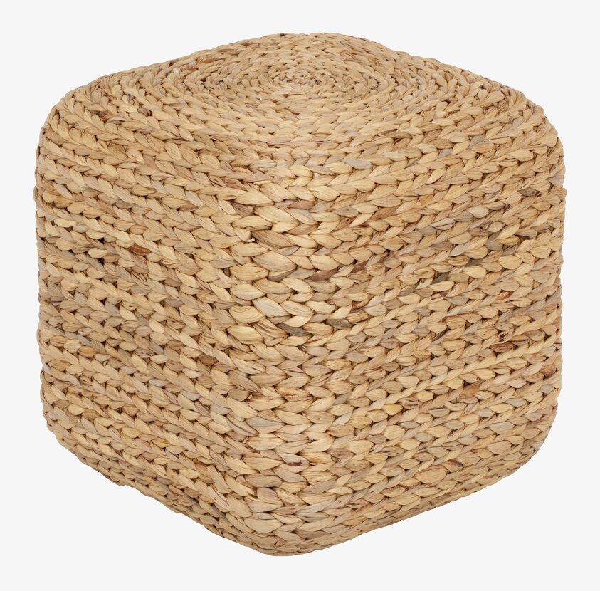 Sittpuff Square Natur från Dixie med flätade naturfibrer