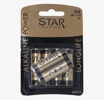 BATTERI AA 1,5V POWER ALKALINE från Star Trading, 6-pack