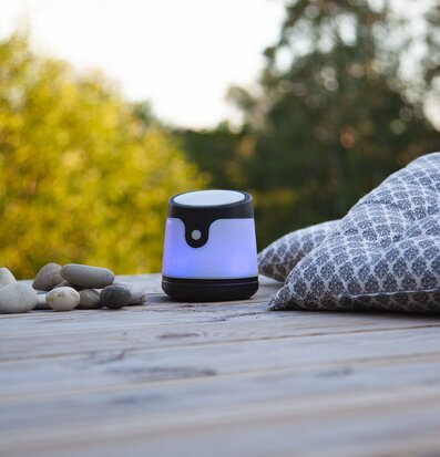 Högtalare Voice S från Star Trading på ett rustikt träbord