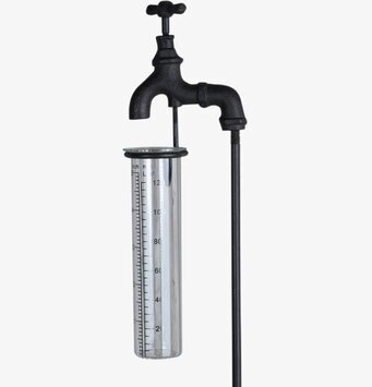 Regnmätare Gjutjärn Vattenkran från Silkflower i fokus