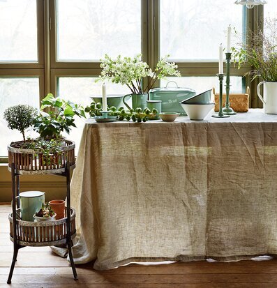 Korgställning Ida Stor från Strömshaga med två krukväxter