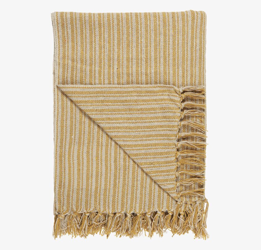 Pläd Stripes Creme/Gul från IB Laursen med randigt mönster