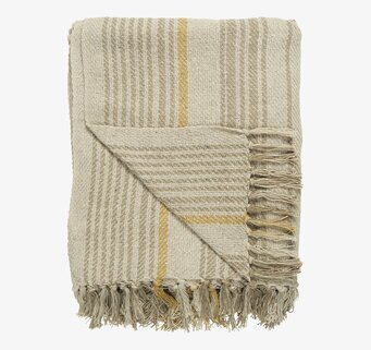 Pläd Stripes Creme/Beige/Mustard från IB Laursen på beige golv