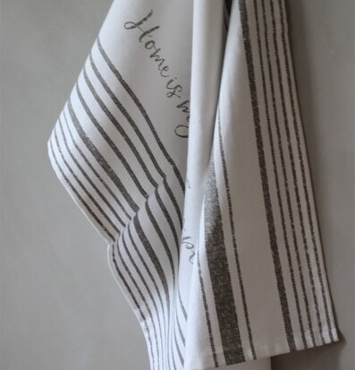 Kökshandduk Grå - Home Is My Happy Place från Majas Cottage