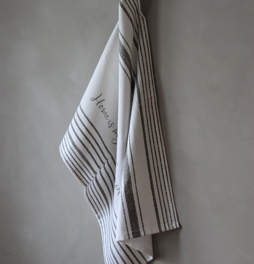 Kökshandduk Grå - Home Is My Happy Place från Majas Cottage