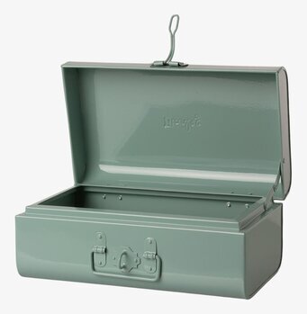 Maileg Koffert Blå i metall med glansig yta och robust design