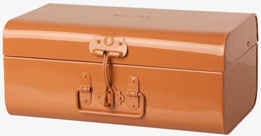 Koffert Rose från Maileg i rosa metall med präglad logotyp