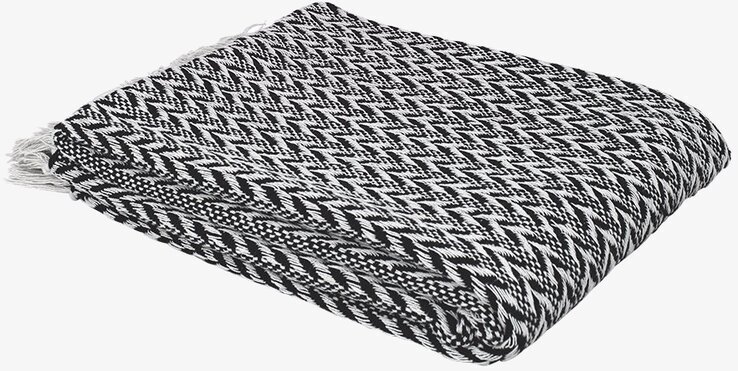 Pläd Hjördis Svart från Strömshaga med sicksackmönster