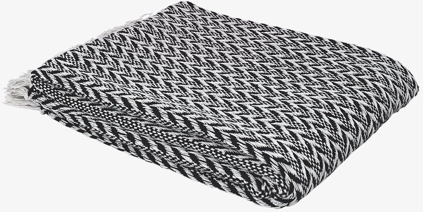 Pläd Hjördis Svart från Strömshaga med sicksackmönster