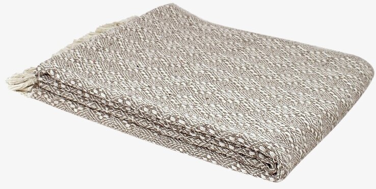 Pläd Hedvig Beige från Strömshaga med fransdetaljer