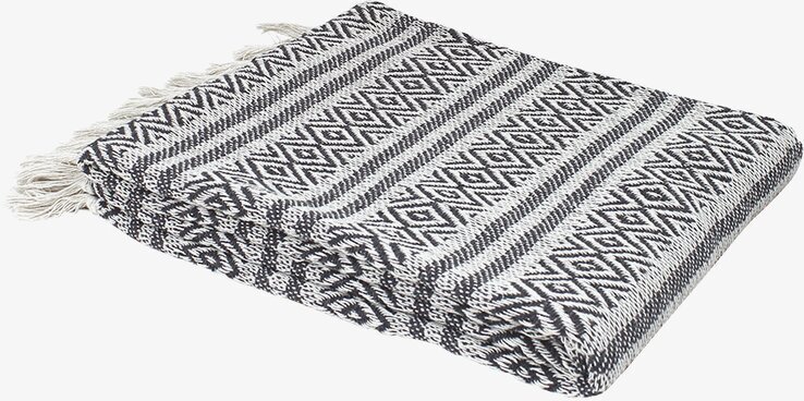 Pläd Hillevi Grå från Strömshaga med geometriskt mönster