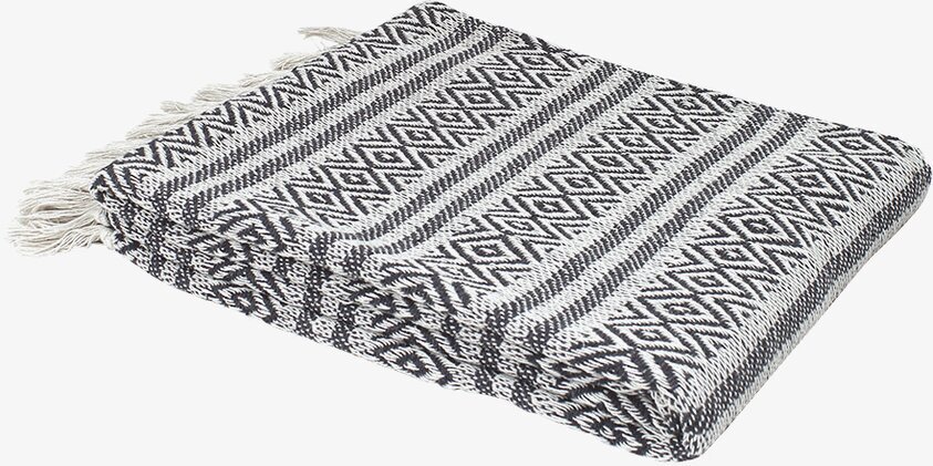 Pläd Hillevi Grå från Strömshaga med geometriskt mönster