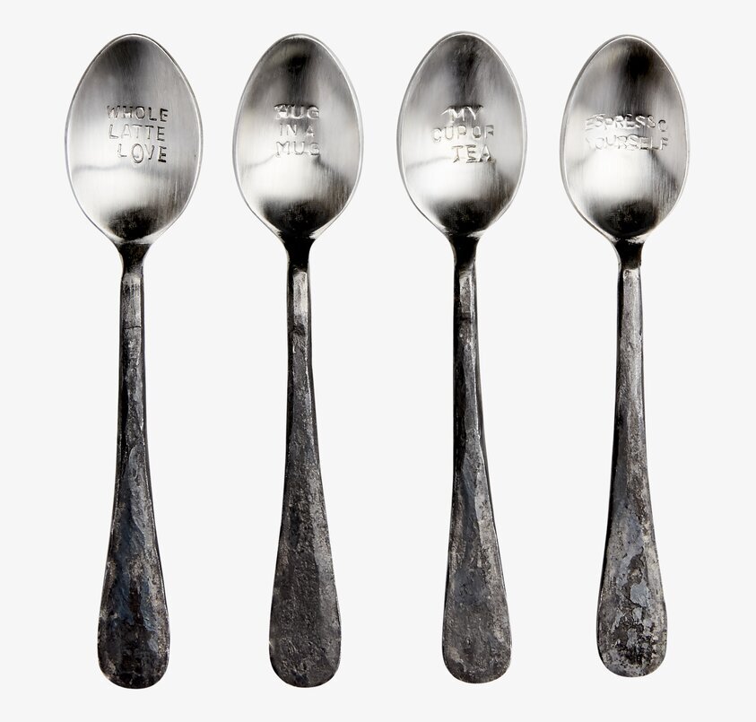 Odin Skedar Set/4 från Affari med graverade texter