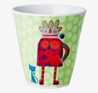 Barnmugg Funky Grön från Rice med lekfullt, färgglatt mönster