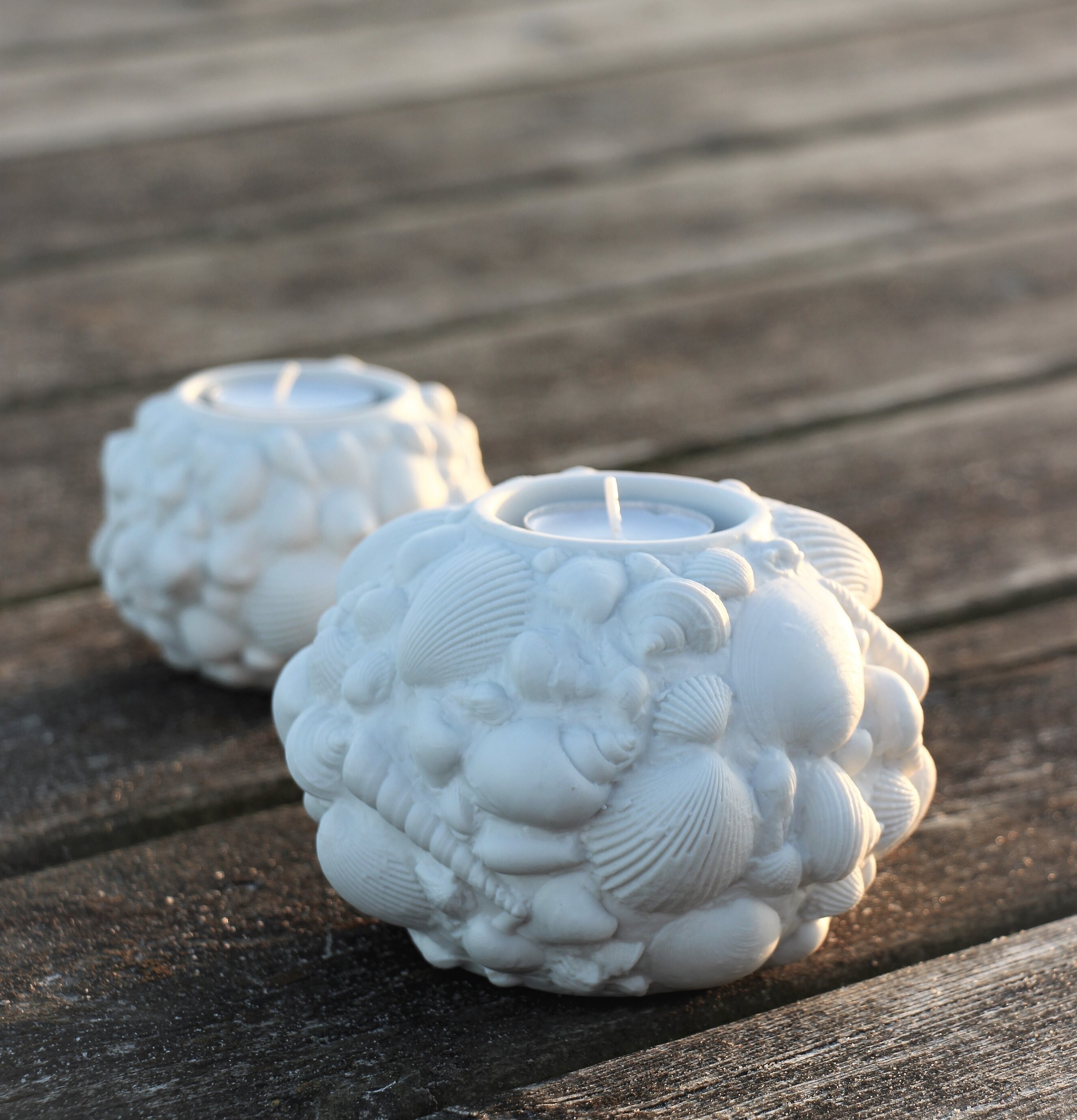 Ljushållare Seashell Stor från Majas Cottage på träplankor