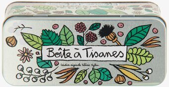 Bild av färgglad plåtburk med naturmotiv och design