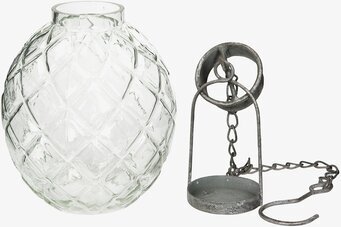 Bild av glaslykta med kedja för heminredning