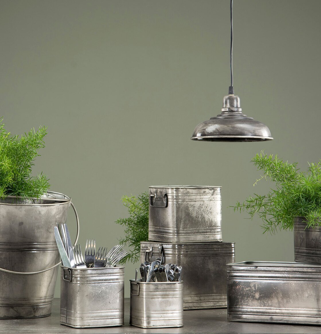 Kruka Kvadrat Cloudy Set/2 från A Lot Decoration på bord