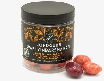 Bild av stilfull förpackning med mandlar och choklad