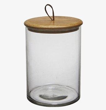 Glasburk Kuta Natur L från Wikholm Form med trälock och läderrem