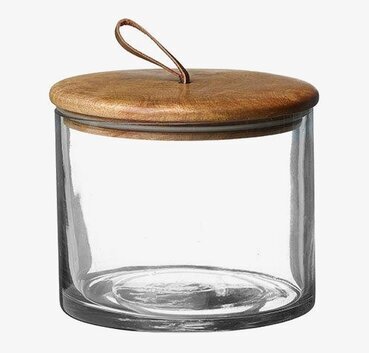 Glasburk Kuta Natur M från Wikholm Form med trälock och läderstropp