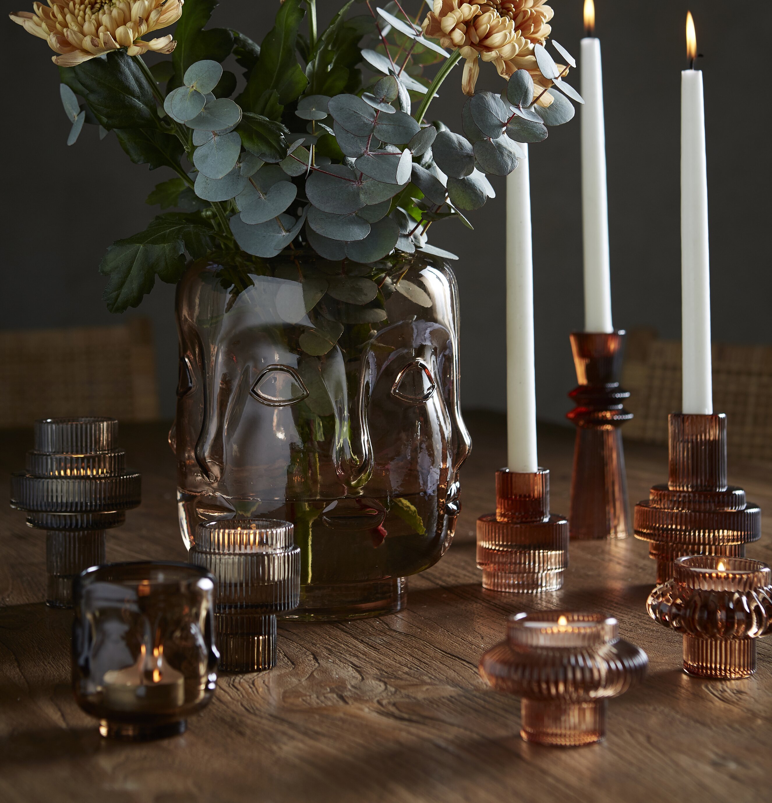 Ansikte Vas Rosé Large från Wikholm Form med blommor