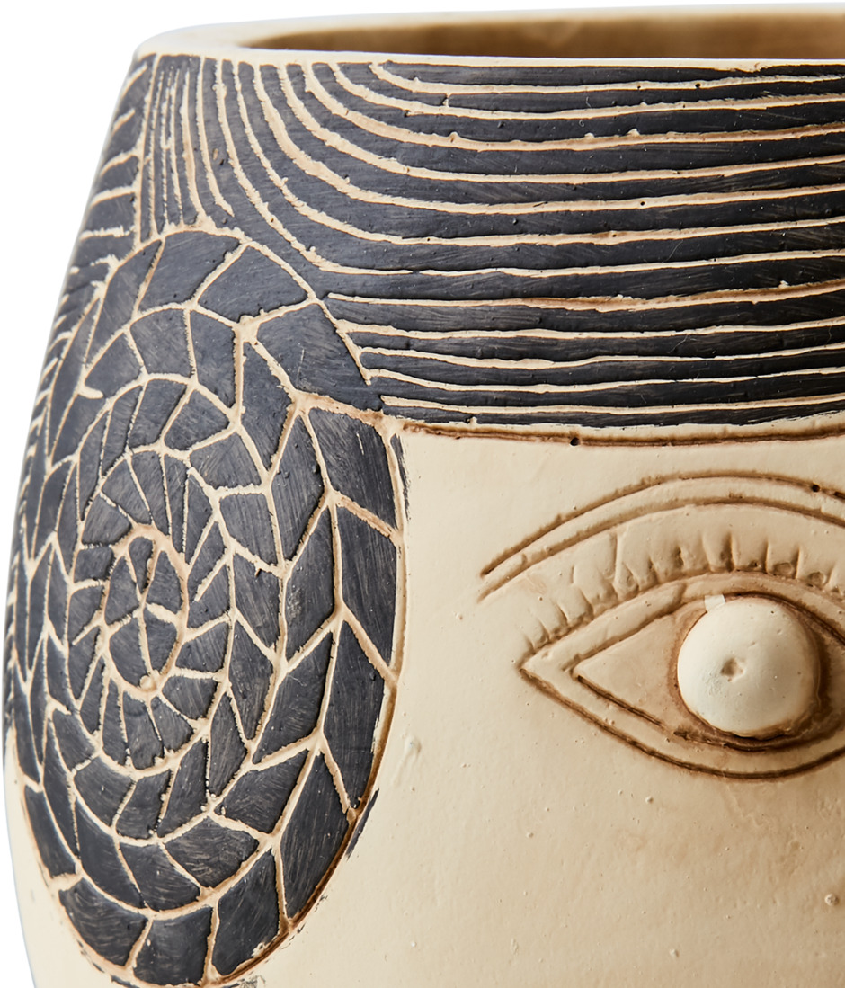 Kruka Camille M Beige/Svart från Affari med handristade mönster