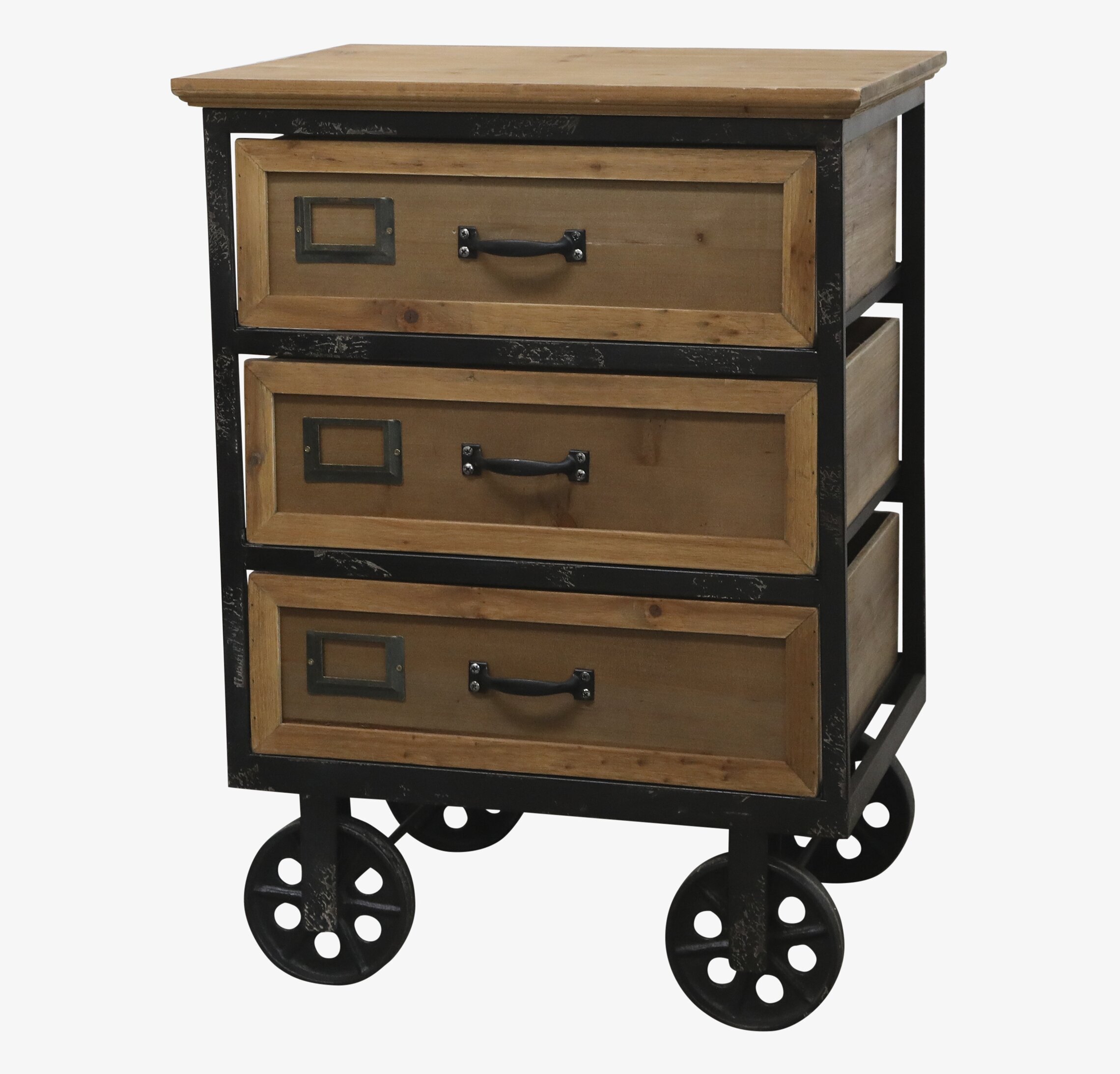 Byrå På Hjul - 3 Lådor från Chic Antique i trä och metall