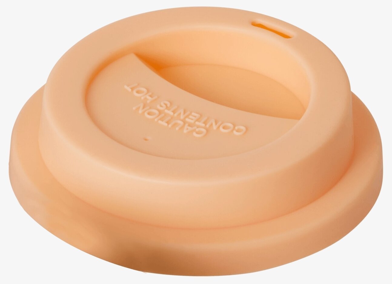 Bild av silikonlock i aprikosfärg med varningstext