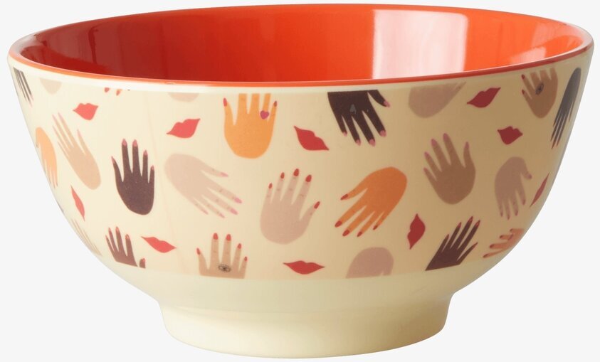 Skål Hands & Kisses Print från Rice med färgglatt tryck