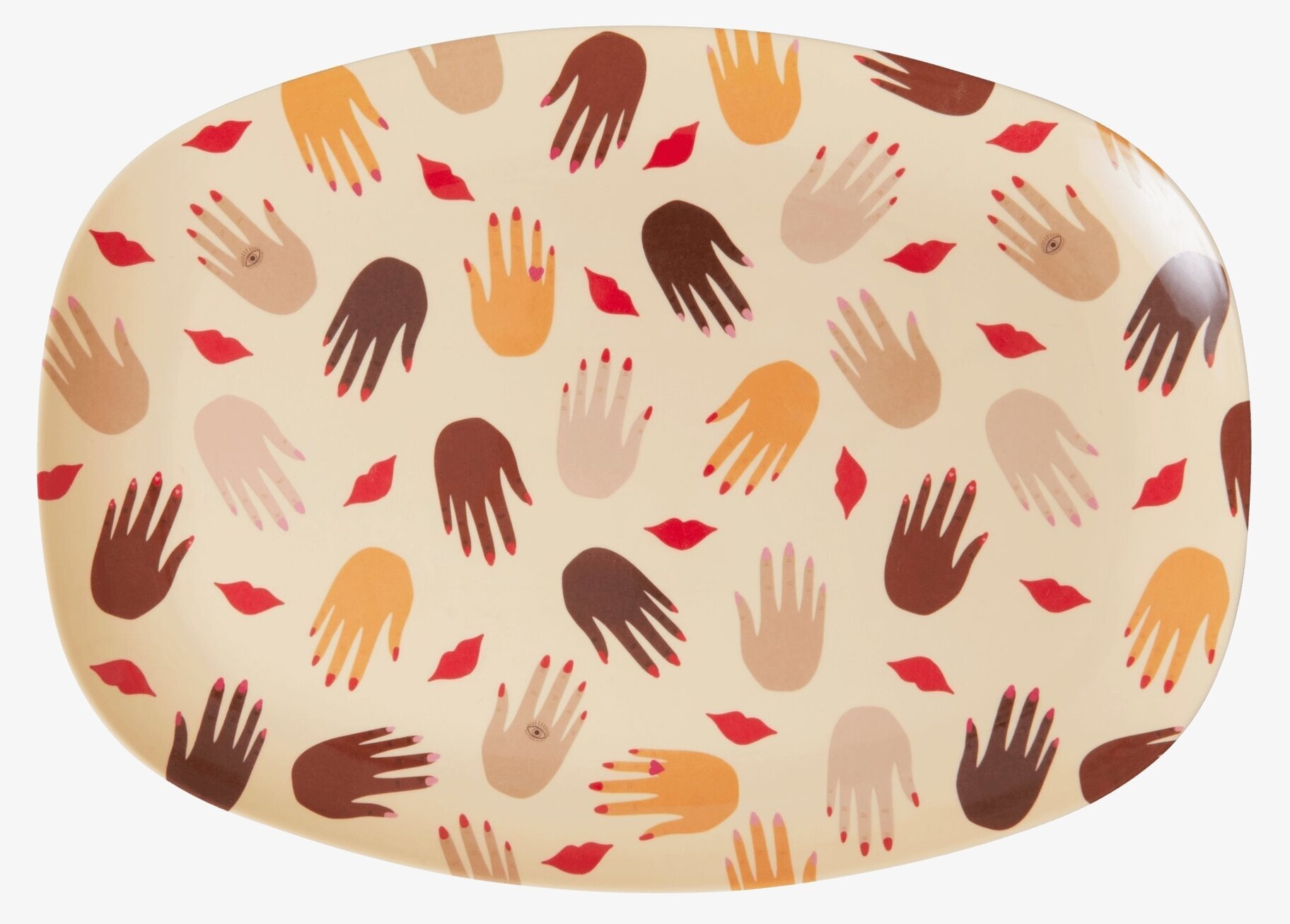 Tallrik Hands & Kisses Print från Rice med lekfullt mönster