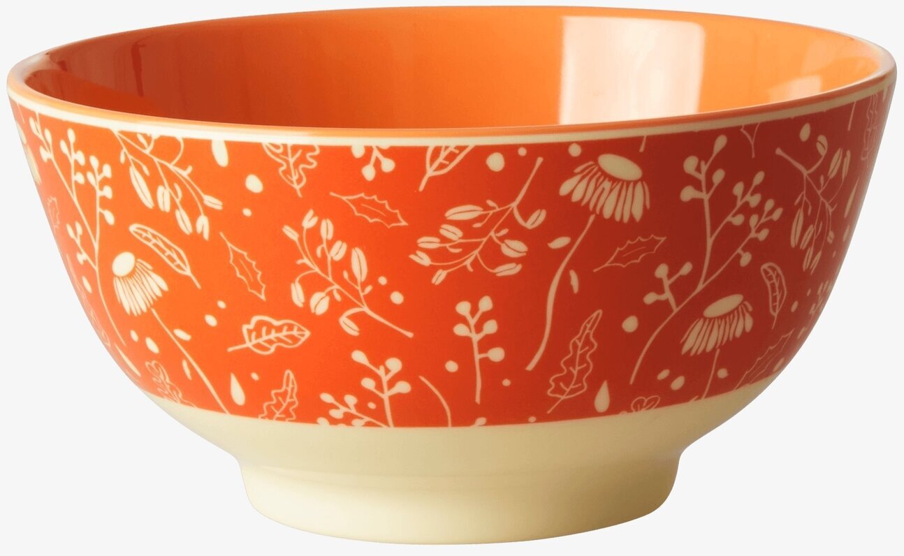 Skål Fall Print från Rice med orange färg och växtmotiv