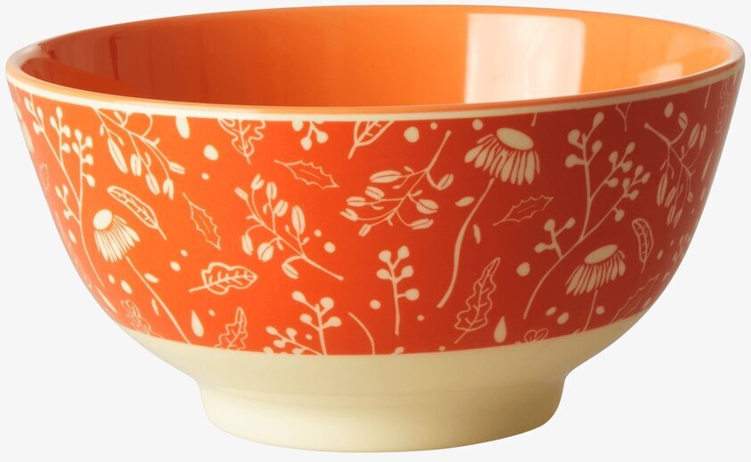 Skål Fall Print från Rice med orange färg och växtmotiv