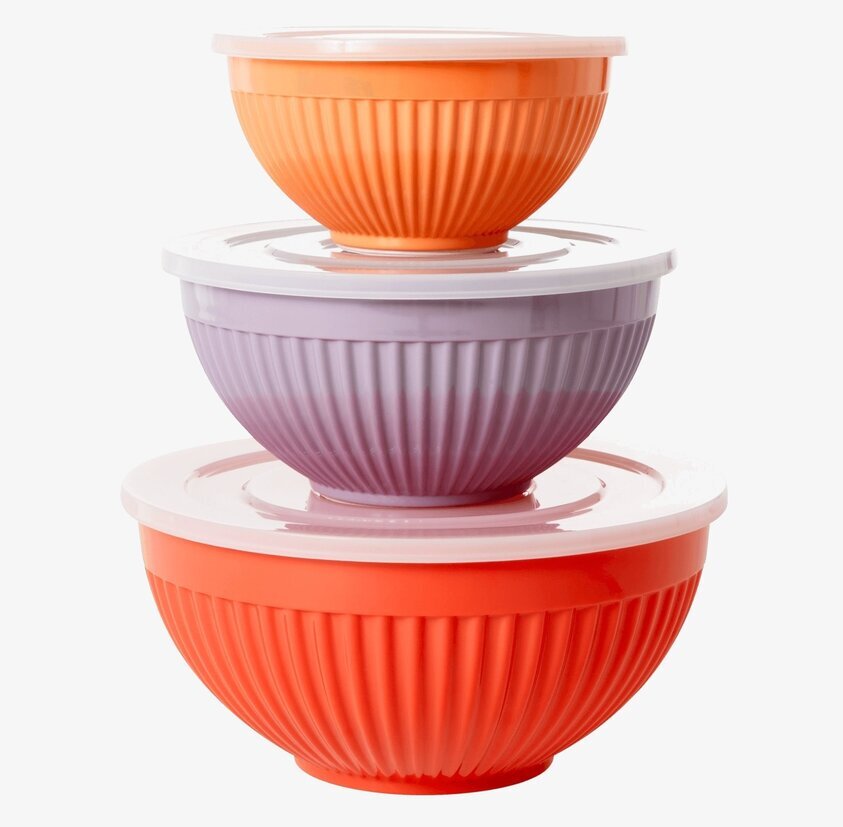 Skålar Melamin 3-Pack - Orange, Lavendel & Aprikos från Rice