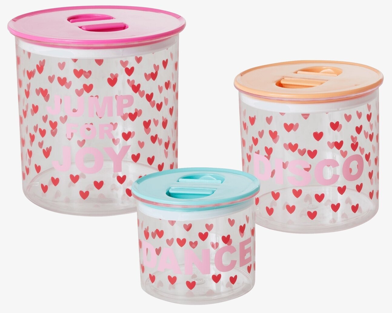 Förvaringsburk Hearts Print 3-Pack från Rice i olika färger