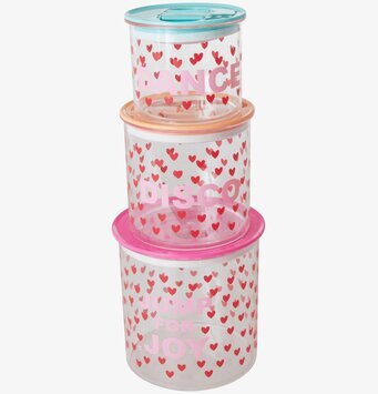 Förvaringsburk Hearts Print 3-Pack från Rice med hjärtmönster