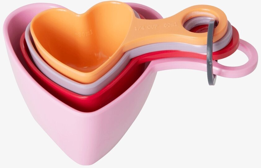 Måttsats Heart Shape Set/4 från Rice i färgglad design