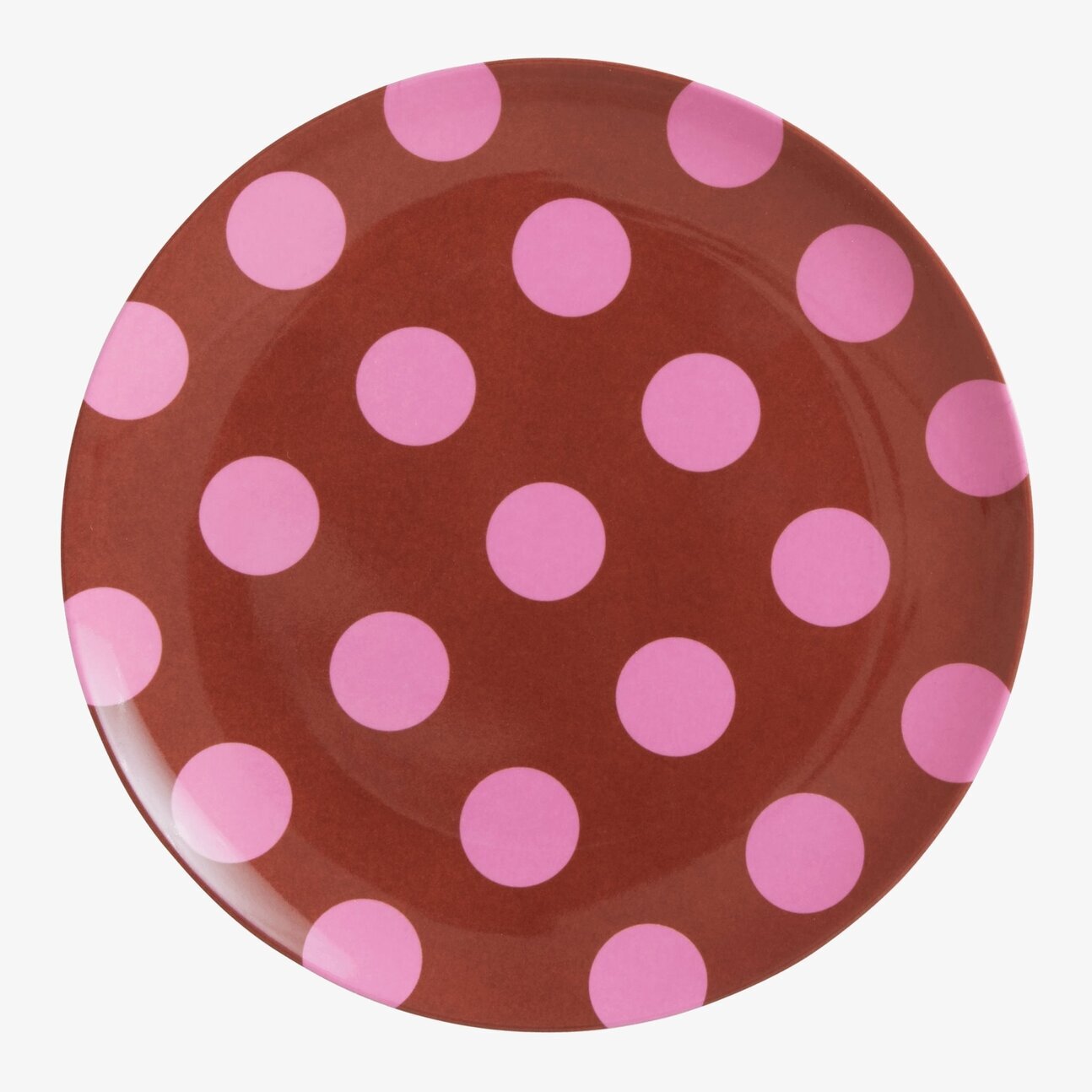 Assiett Brown Soft Pink Dots Print från Rice med prickar