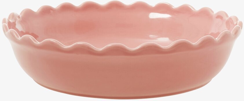 Pajform Large Pink från Rice, rosa keramik med vågformad kant