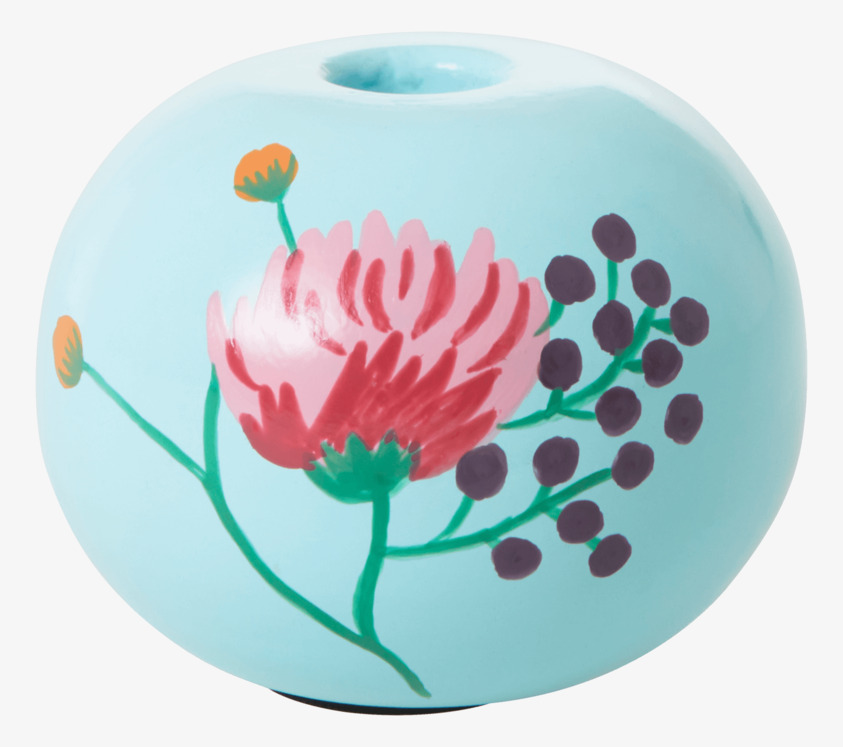 Ljushållare Mint Small från Rice med blommönster i keramik