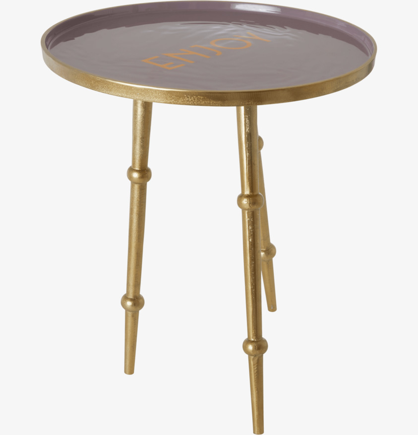 Side Table - Enjoy från Rice med lila skiva och gulddetaljer