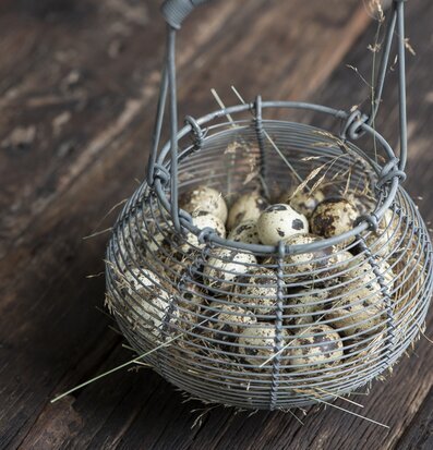 Trådkorg Med Handtag från IB Laursen fylld med vaktelägg