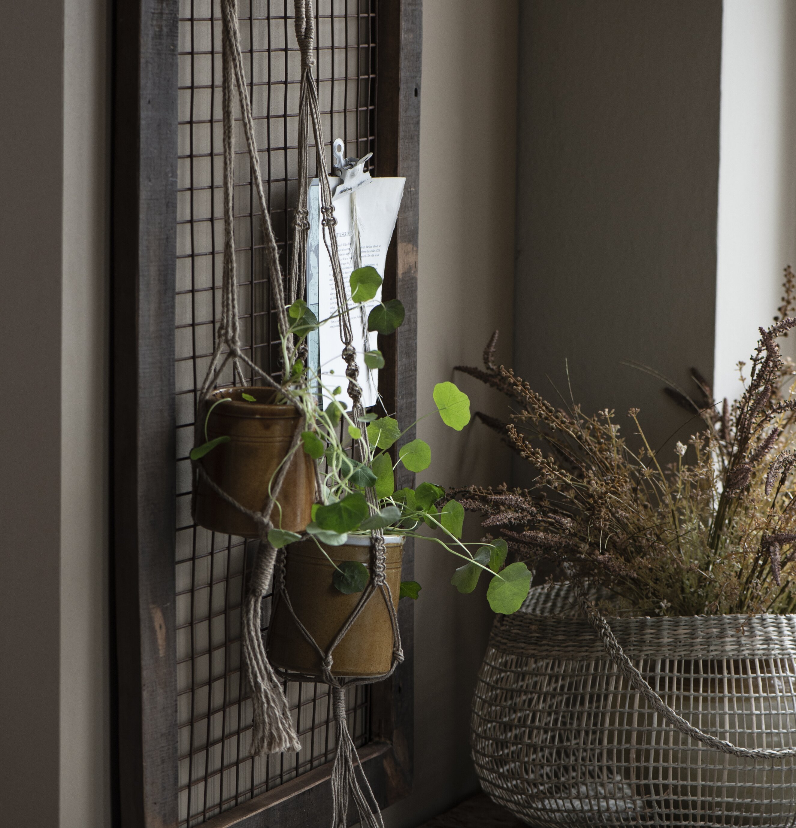 Ampelhängare Natur Jute från IB Laursen med växter