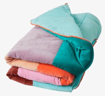 Quilt Velvet Stripes från Rice, färgrik quilt med sammet