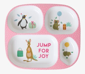 Barntallrik 4-Fack Party Animal Print från Rice, färgglad