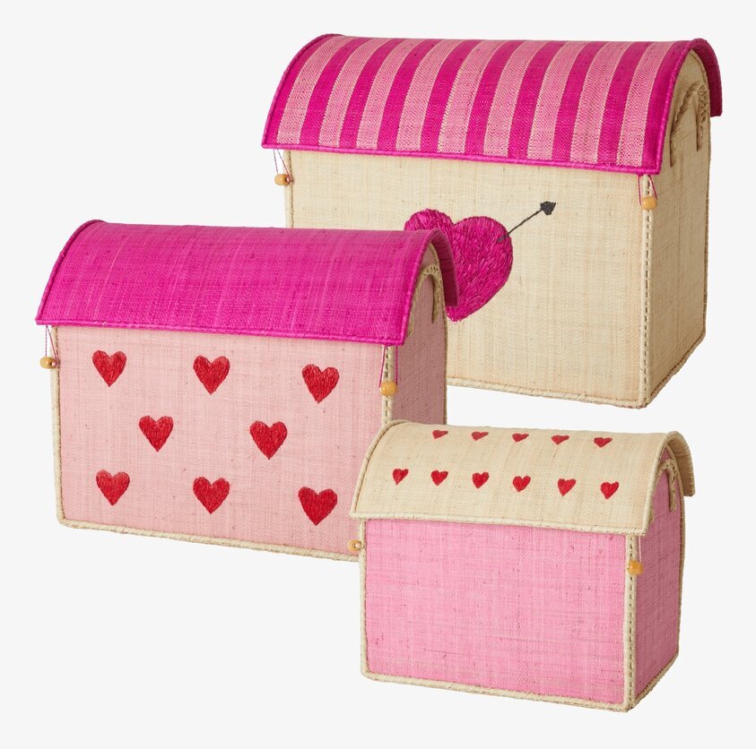 Förvaringshus Hearts från Rice med färgglada hjärtemotiv